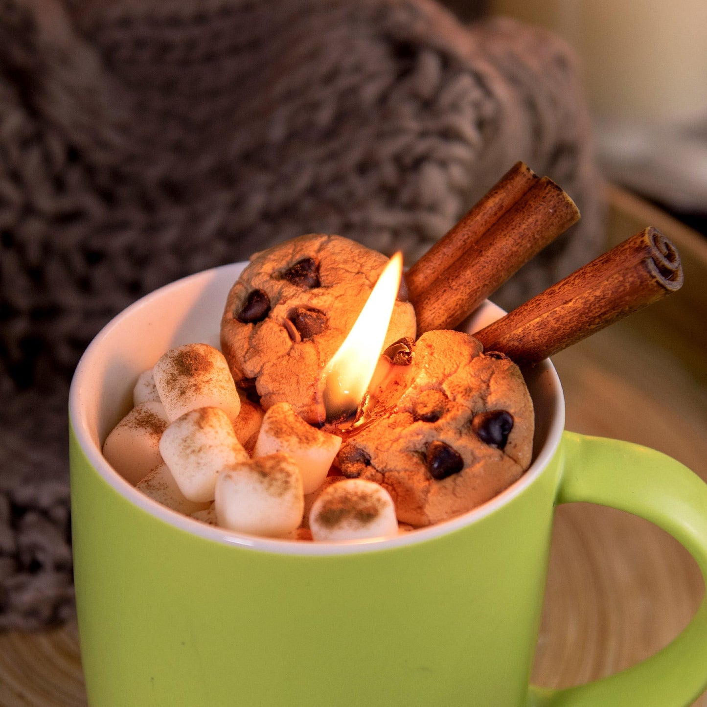 Fireside Cocoa Candle Mug Realistic Food Candle