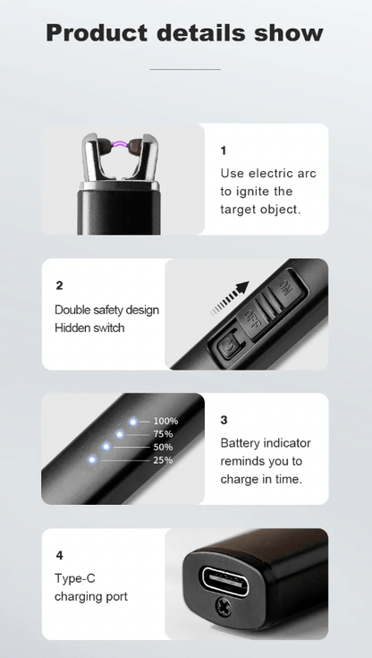 Black Flameless Lighter